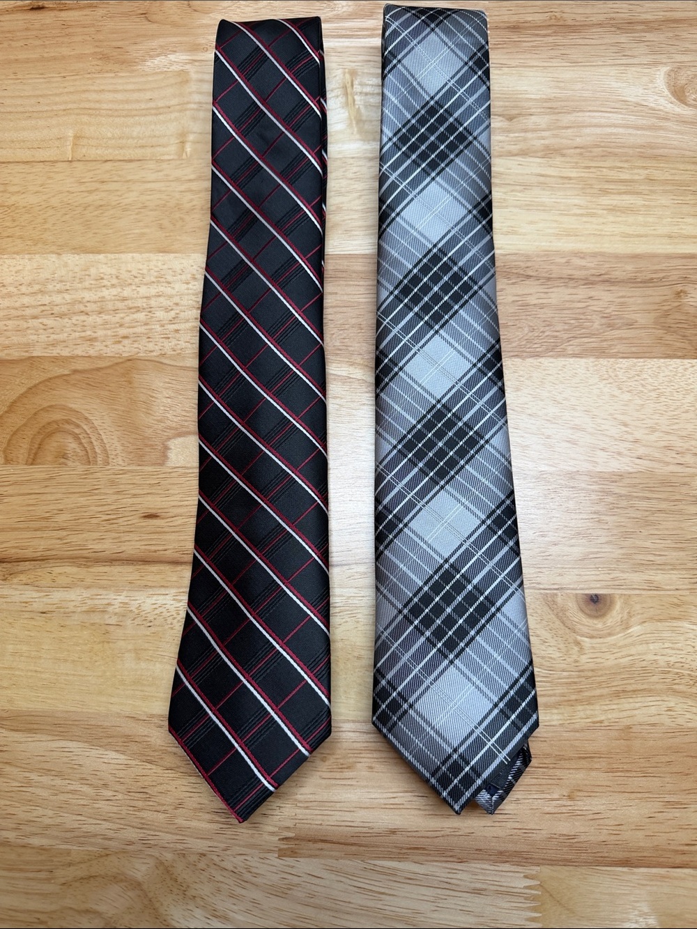 jf j.ferrar Black Ties with Red Accents & Gray Plaid Tie Duo